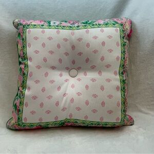 Lilly Pulitzer Pink and Green Reversible Patterned Pillow